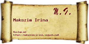 Makszim Irina névjegykártya